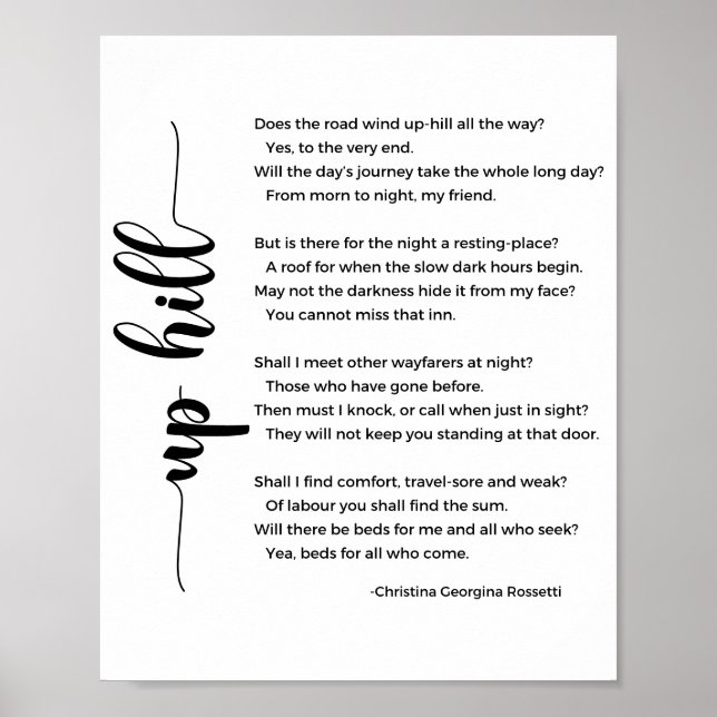 Poster Poème de Up Hill par Christina Georgina Rossetti (Devant)
