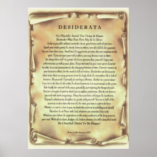 Poster Poème Desiderata par Max Ehrmann Antique Scroll