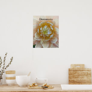 Poster Poème Desiderata Rose Rose et Jaune