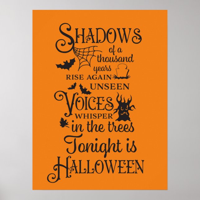 Poster Poème éffrayant de la fête d'Halloween (Devant)