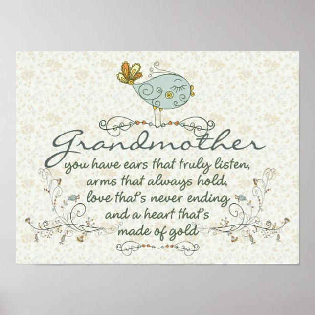 Poster Poème grand-mère aux oiseaux (Devant)