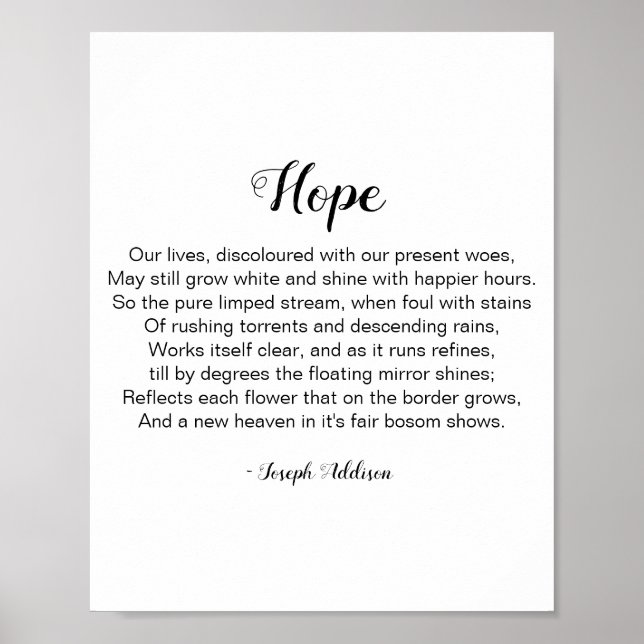 Poster Poème Hope de Joseph Addison (Devant)