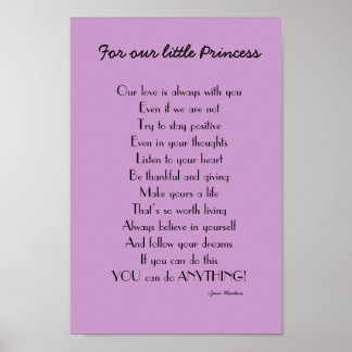 Poster Poème inspirant de la fille des parents