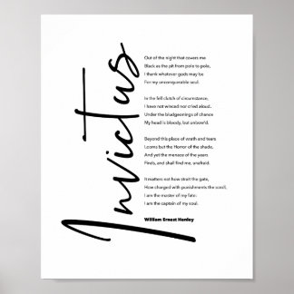 Poster Poème Invictus par Henley dans le script noir mode
