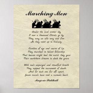 Poster Poème Marching Men World War I