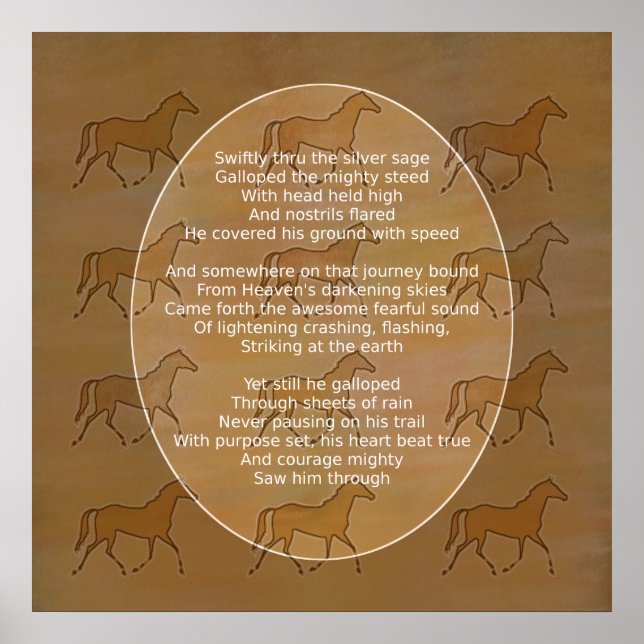 Poster Poème Motivationnel du Cheval Galloping (Devant)