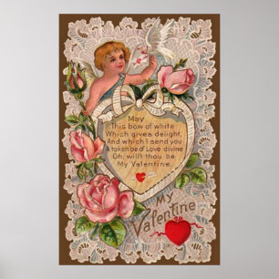 Poster Poème Saint Valentin avec dentelle