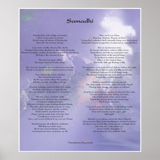 Poster Poème Samadhi de Yogananda (Devant)