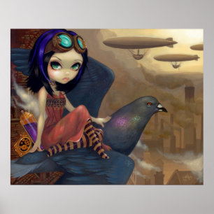 Poster Poe's Flight ART IMPRIMER steampunk fairy urbaine