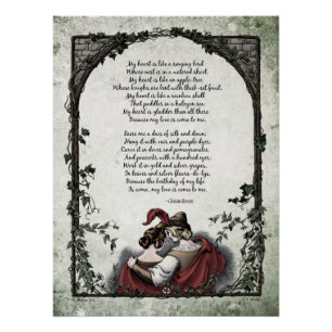 Poster Poésie victorienne Art Rossetti "Amour" Glossy