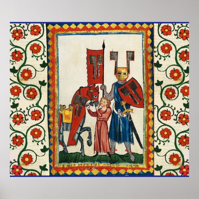 POSTER POÈTE ALLEMAND COMME MINIATURE MÉDIÉVALE DE LA NUI (Devant)