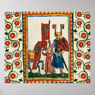 POSTER POÈTE ALLEMAND EN TANT QUE CHEVALIER TEUTONIQUE MI