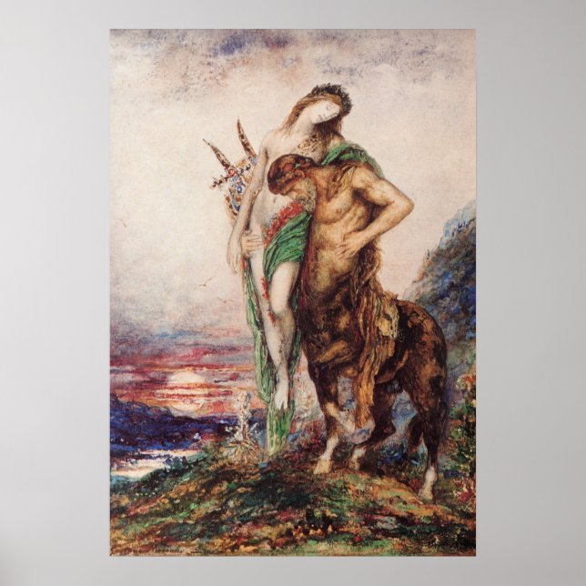 Poster Poète mort porté par un Centaur (coucher du soleil (Devant)