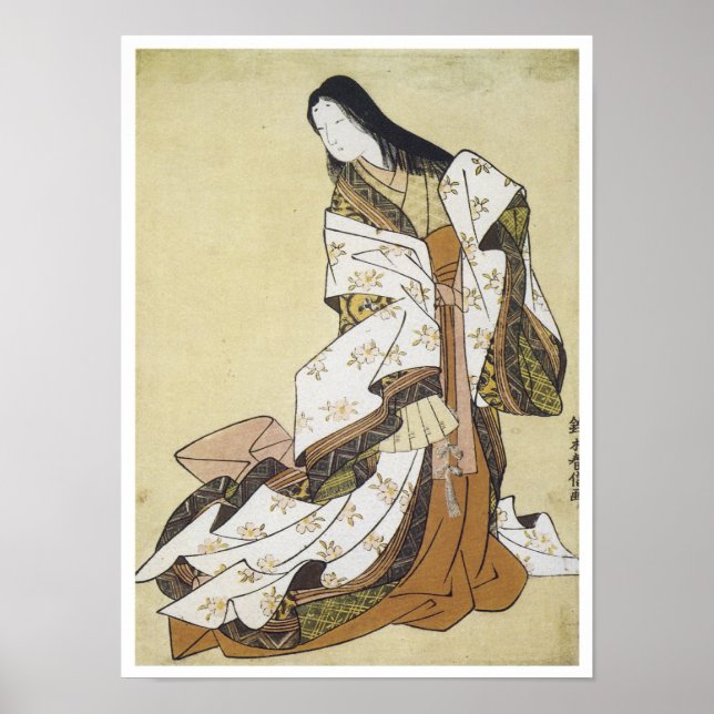 Poster Poétesse Ono, Harunobu, 1764 (Devant)