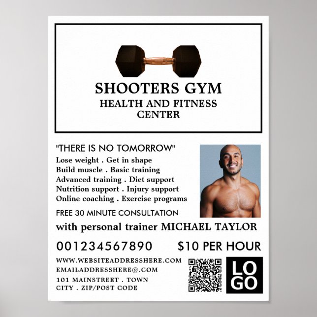 Poster Poids de Dumbbell, Entraîneur personnel, Publicité (Devant)