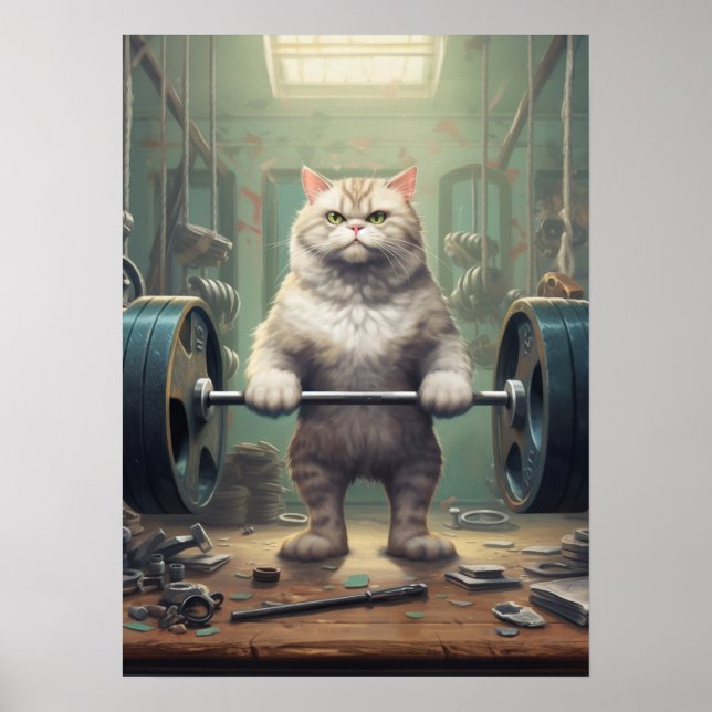 Poster Poids de levage de chats (Devant)