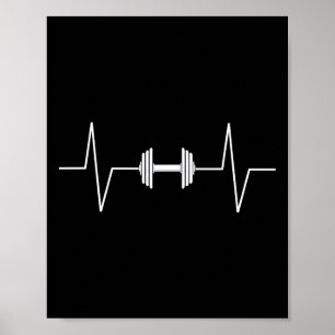 Poster Poids Dumbbell Heartbeat Ekg Pulse Tee Gif