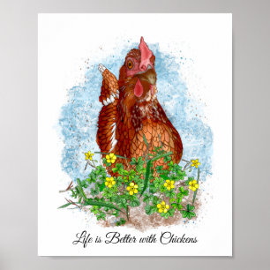 Poster Poignée à la main de poulet et citation