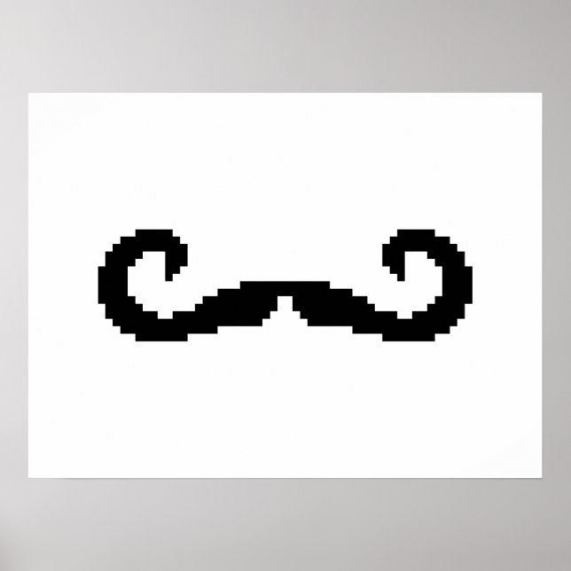 Poster Poignée de 8 bits Pixel Moustache (Devant)