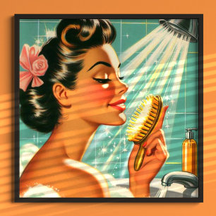 Poster Poignée de douche vintage vers le haut
