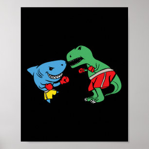 Poster Poignée de requin T-rex Dinosaur Drôle Boxin de co