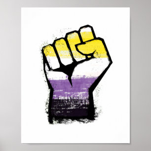 Poster Poing de protestation de fierté non binaire