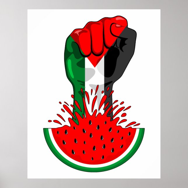 Poster Poing de résistance palestinienne sur le symbole d (Devant)