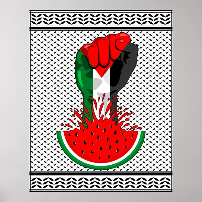 Poster Poing de résistance palestinienne sur le symbole d (Devant)