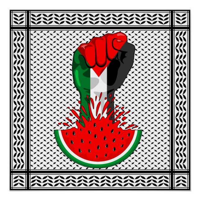 Poster Poing de résistance palestinienne sur le symbole d (Devant)