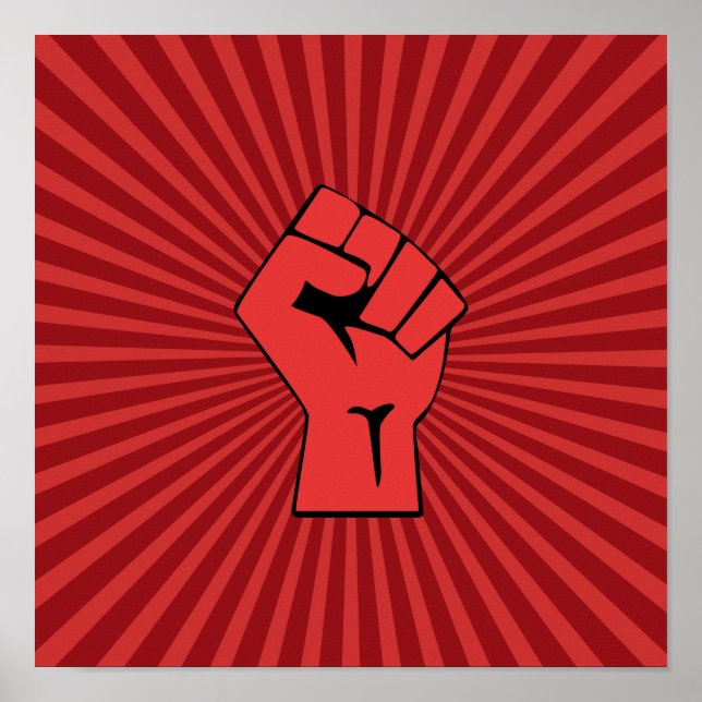 Poster Poing révolutionnaire rouge (Devant)