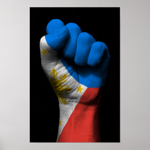 Poster Poing serré levé avec drapeau philippin