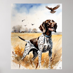 Poster Pointeur à poils courts allemand - Art Chien Impri