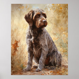 Poster Pointeur à poils durs Griffon Dog Art Imprimer Pos