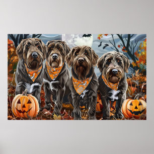 Poster Pointeur à poils durs Griffon Halloween Éffrayant