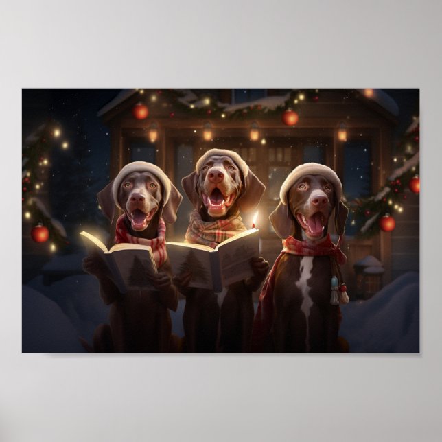 Poster Pointeurs courts allemands Carolage de Noël (Devant)