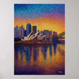 Poster Pointillisme de la Maison de l'Opéra de Sydney sur