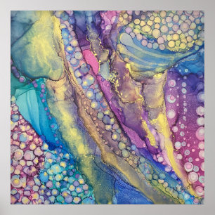 Poster Points colorés Art abstrait Liquide Encre Alcooliq