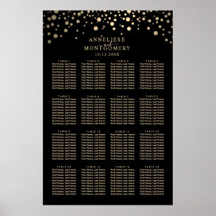 Poster Points Confetti Noir et Or 16 Places