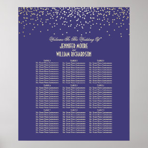 Poster Points Confetti Or Marine Mariage Carte de siège