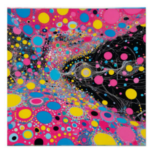 Poster Points cosmiques en néon vibrants Conception spati