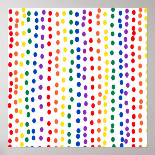 Poster Points Rainbow Candy en blanc
