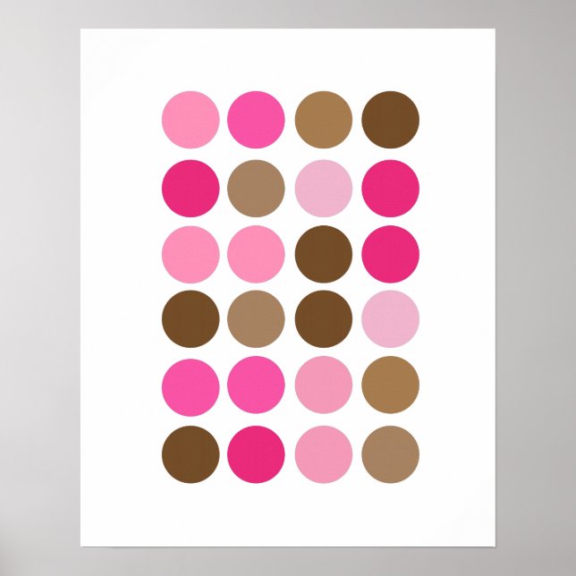 Poster Points roses et Brown Art moderne Motif Abstrait (Devant)