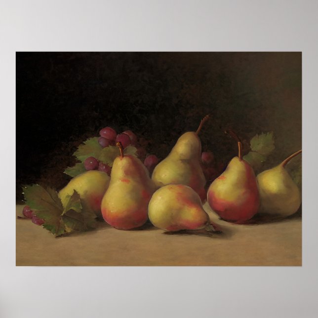 Poster Poires de cuisine de campagne - peinture de la vie (Devant)