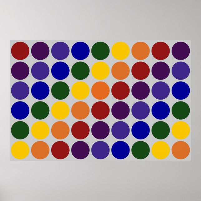 Poster Pois arc-en-ciel sur gris (Devant)