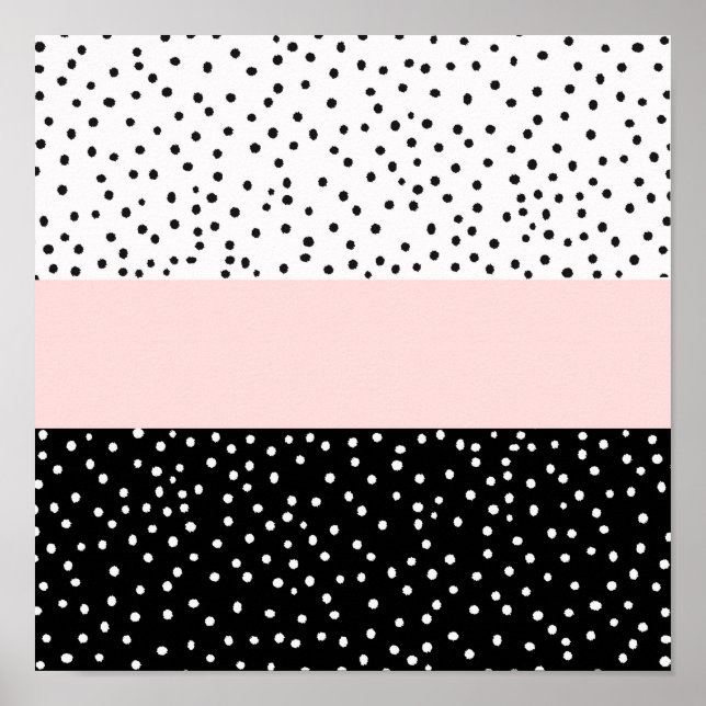 Poster Pois d'aquarelle noir rose (Devant)