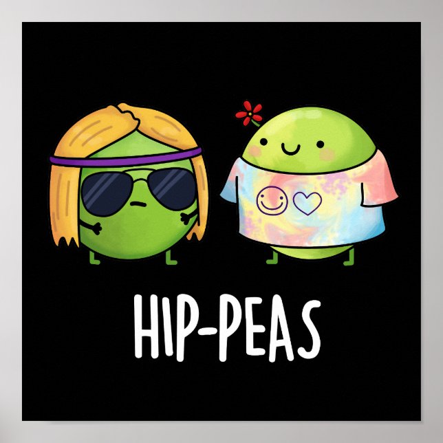 Poster Pois de hanche drôle Hippie Peas Pun Dark BG (Devant)