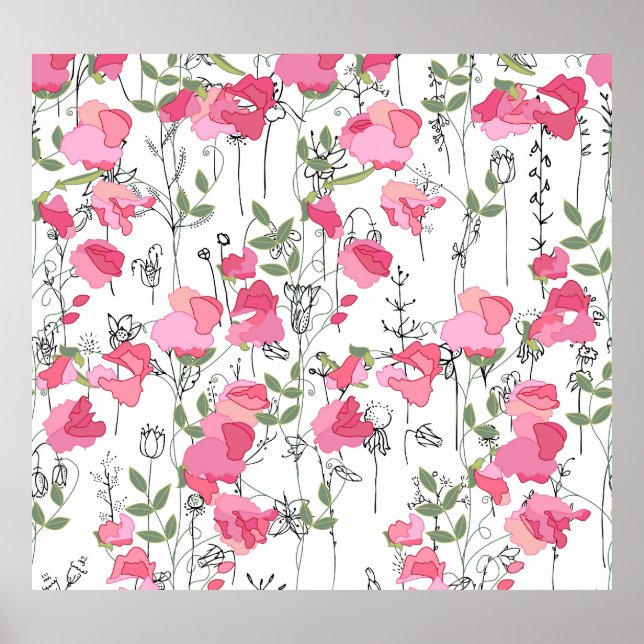 Poster Pois doux : Texture Florale d'été. (Devant)