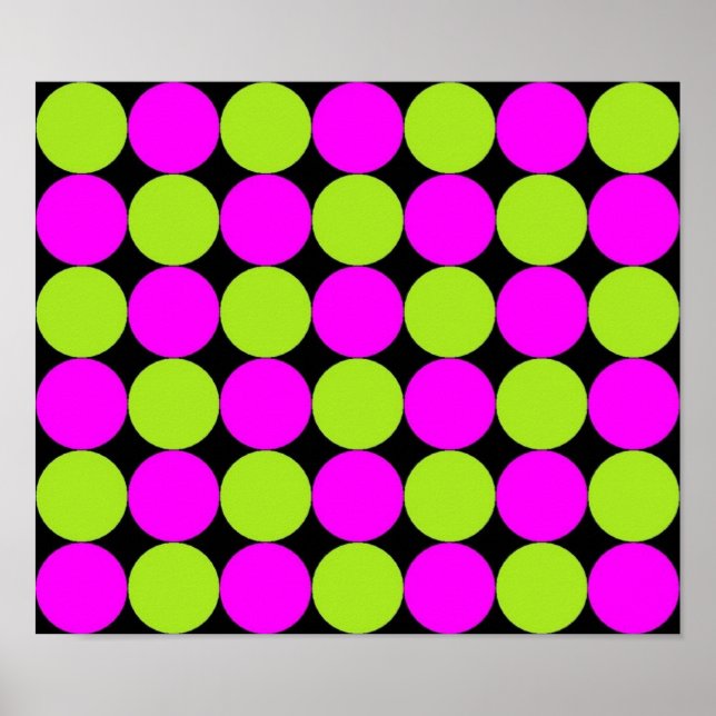 Poster Pois Hot Rose & Lime Green (Devant)