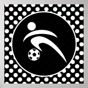 Poster Pois noirs et blancs ; Football