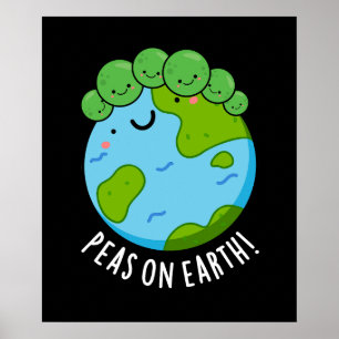 Poster Pois sur la Terre Drôle Veggie Pun de Paix Dark BG